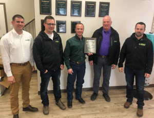 Left to right: Andrew Rossi, Krone; Darren Vandenberg, Noble Equipment; Erik Flood, Krone; Hans Van den Bosch and Ryan Vandenberg, Noble Equipment. 