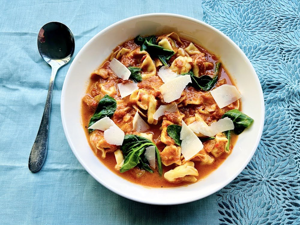 Slow-Cooker Creamy Tomato Tortellini Soup